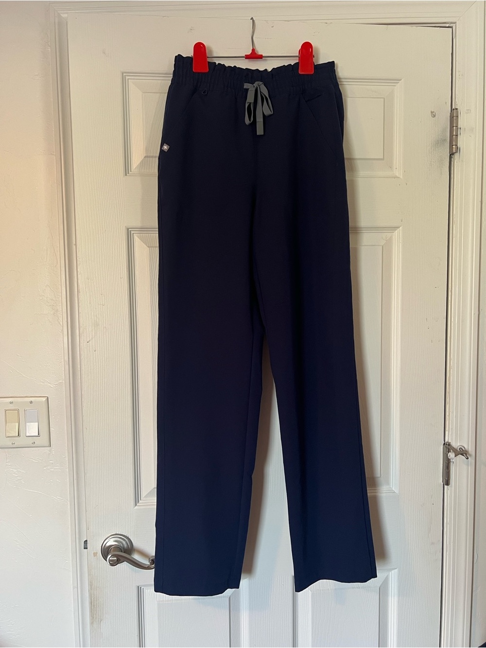 Figs Navy Davia High Waisted Straight Leg Pants - Small Tall
